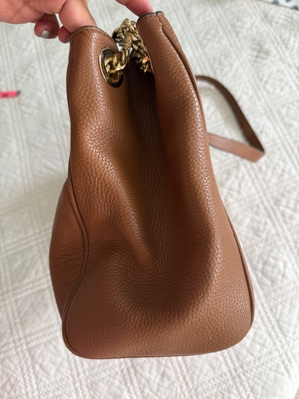 Michael Kors Jet Set Chain Legacy Shoulder Bag Chestnut Brown Pebbled Leather - Picture 8 of 16
